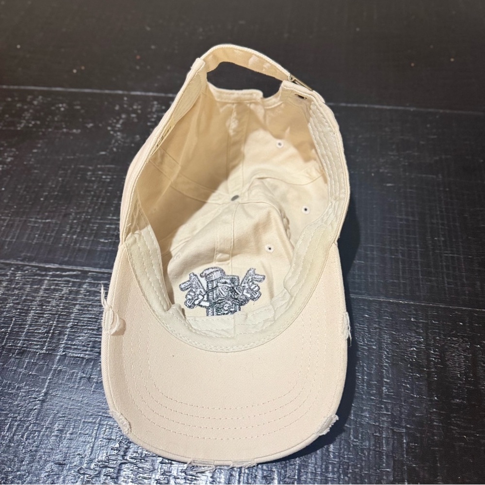 Mu-ka Beige Distressed Dad Hat Cartoon Money Character Embroidery Streetwear Y2K - Picture 6 of 7